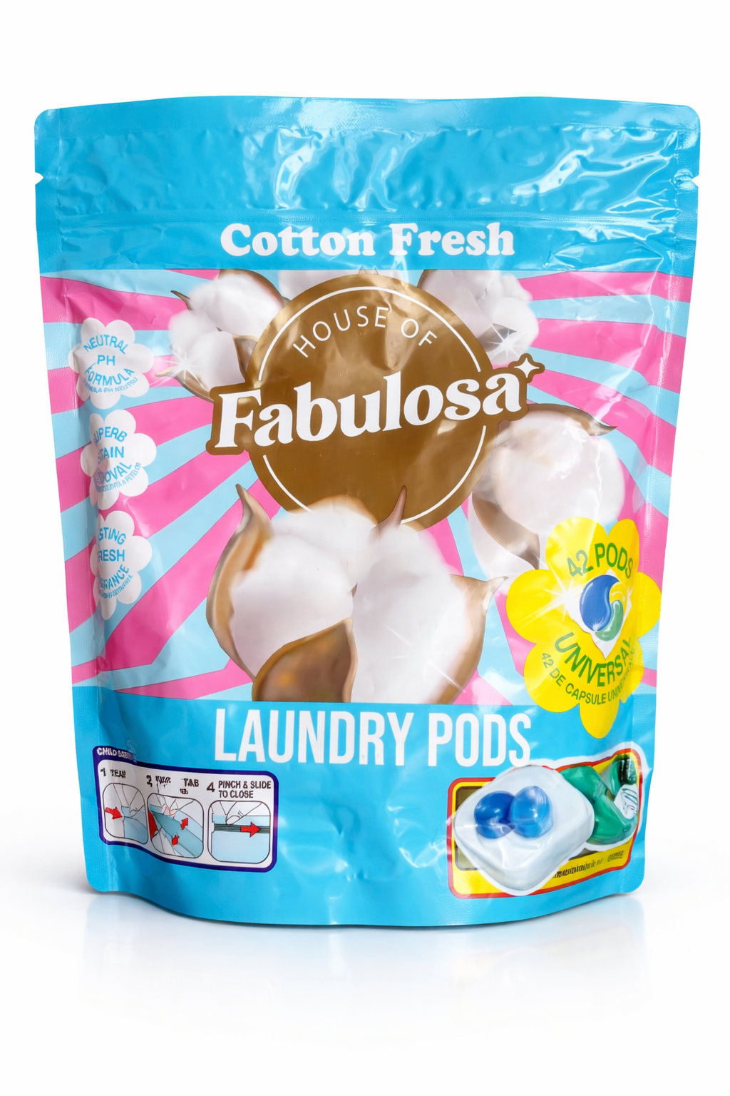 Fabulosa Pyykinpesukapselit Cotton Fresh – 42 Pesukertaa – Tehokkaat Pyykinpesukapselit Raikkaalla Puuvillantuoksulla