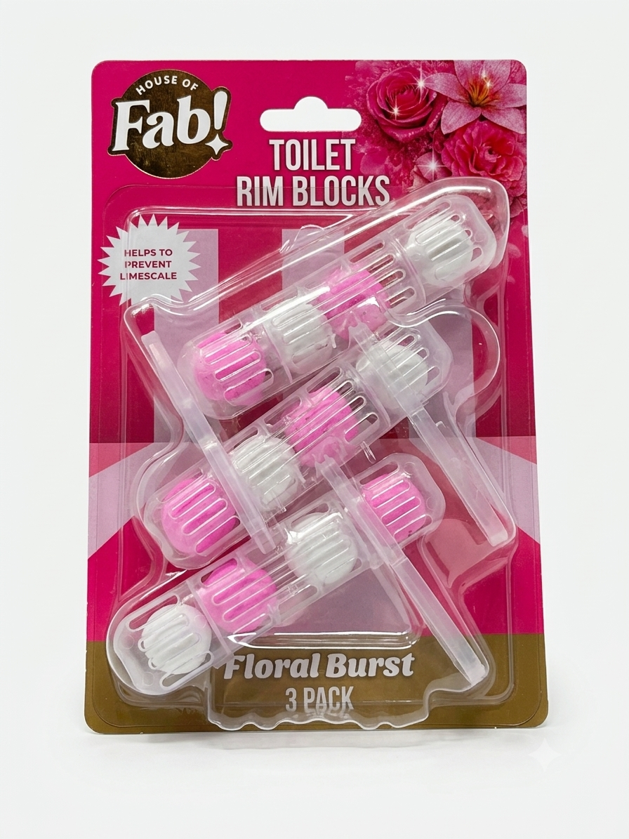 Fabulosa Toilet Rim Blocks Floral Burst 3 Pack – Toiletblokjes tegen Kalkaanslag met Bloemengeur