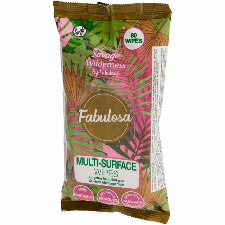 Fabulosa Antibakterielle Reinigungstücher Biologisch abbaubar 80 Stück - Savage Wilderness - Limitierte Auflage