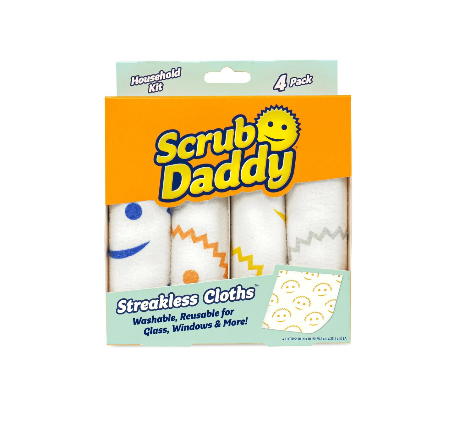 Scrub Daddy Krpe za čišćenje bez tragova – pakiranje od 4 | Višenamjenske i perive krpe za staklo, elektroniku, prozore i kućanske aparate