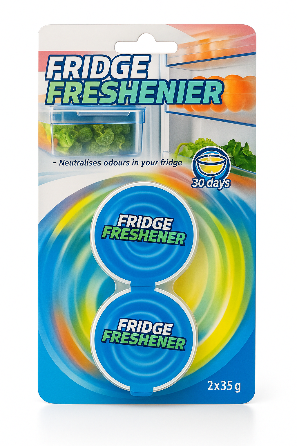 Desodorizador para Frigoríficos – Eliminador de Odores para Frigoríficos (2 x 35g, até 30 dias de frescura)