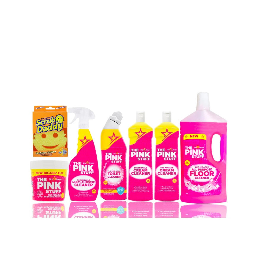 Set Mega Pink Stuff - Estropajo, Pasta 850g, Limpiador Multiusos, Inodoro, Limpiador en Crema, Limpiador de Suelos