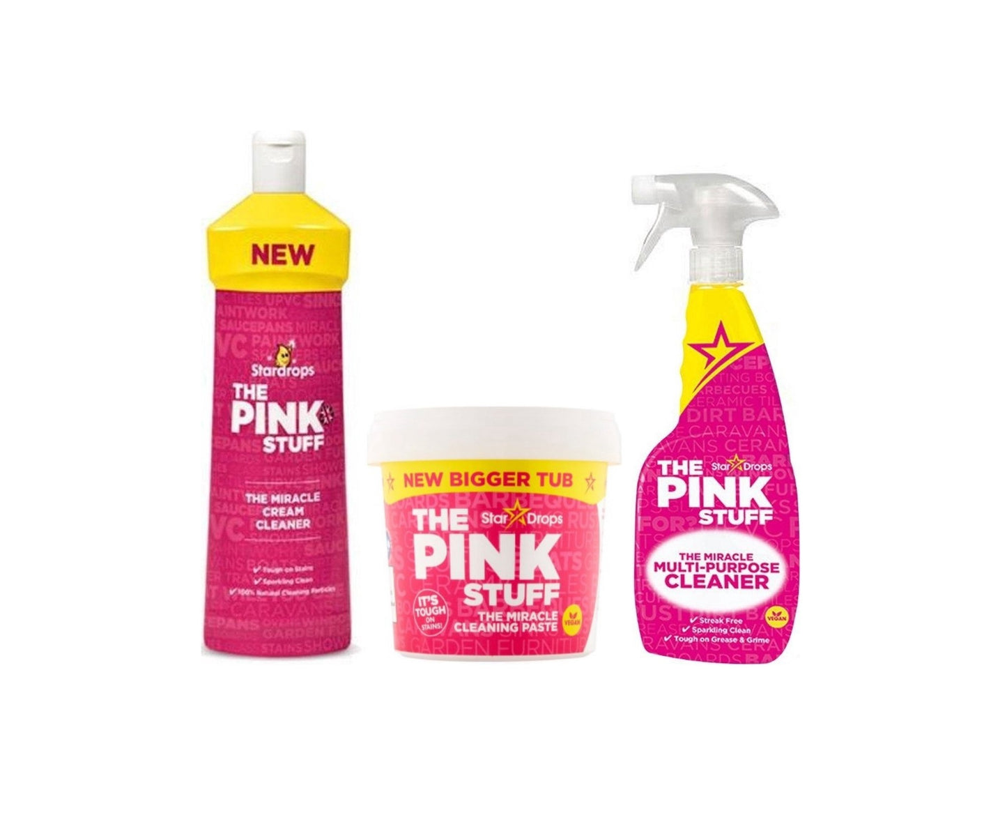 Stardrops The Pink Stuff Pack - Limpiador en crema 500ml + Pasta The Pink Stuff 850g + Spray Multi Limpiador 750ml