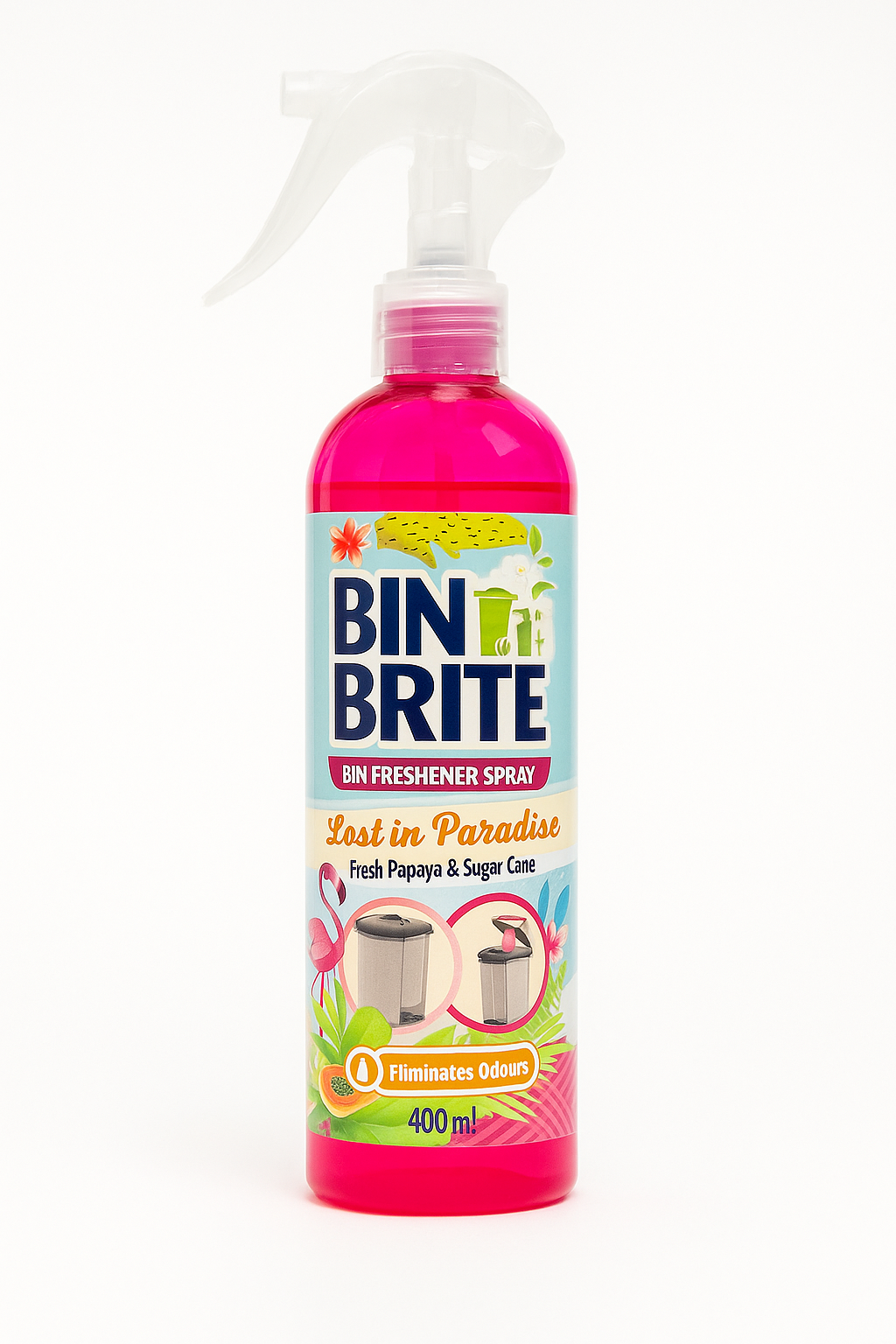 Bin Brite szemetesfrissítő spray – Lost in Paradise | 400ml | Papaja & Suikerriet