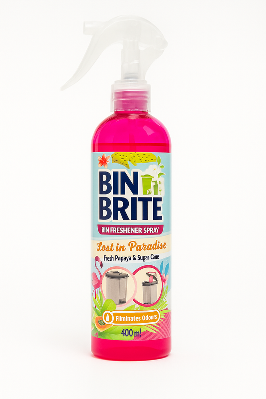 Bin Brite Atkritumu tvertnes atsvaidzinātājs aerosols – Lost in Paradise | 400ml | Papaja & Cukurniedre