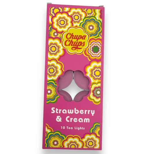 Chupa Chups värmeljus med doft 10 st - Strawberry & Cream