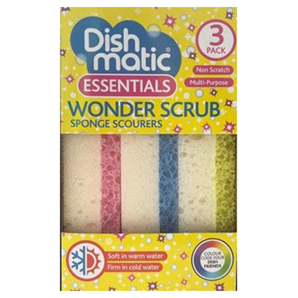 Éponges Dishmatic Wonder – Anti-rayures, multifonctionnelles et anti-odeurs (paquet de 3)