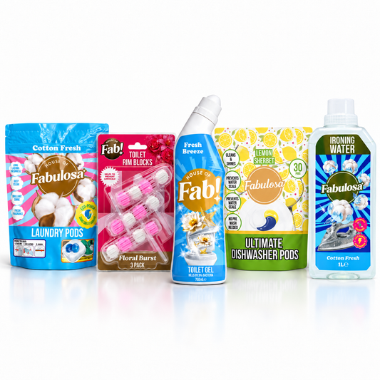 Fabulosa Complete Home Routine - Set da 5 pezzi per bucato, stoviglie e WC
