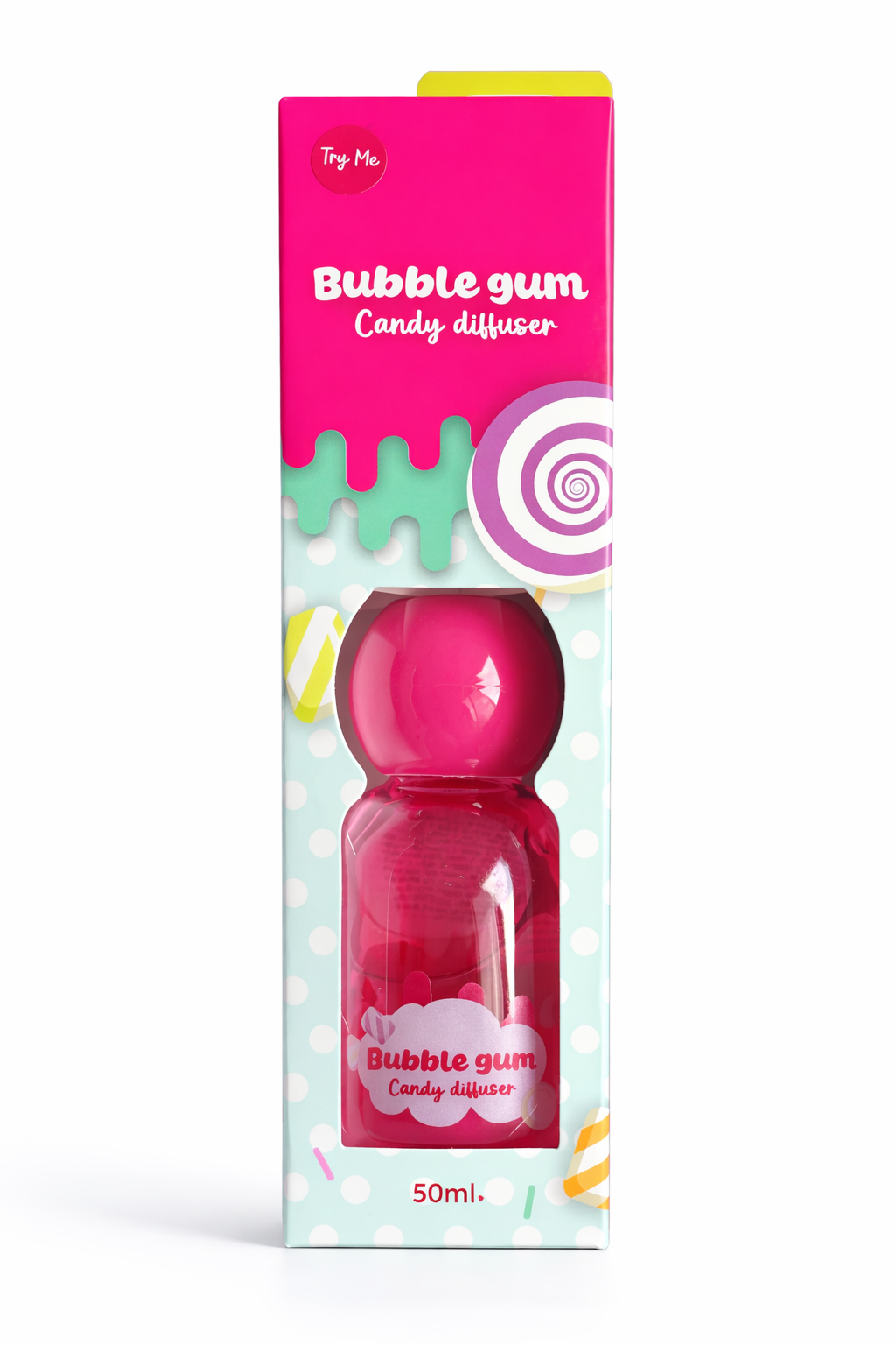 Bubble Gum Candy Difuzors 50ml – Aromātu izplatītājs mājai – Salds košļājamās gumijas mājas aromāts – Konfekšu aromāta difuzors