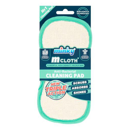 Minky M Cloth Cleaning Pad – White with Turquoise Edge (3-in-1 Cleaning Power)