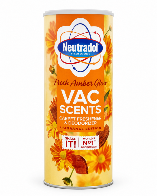 Neutradol Fresh Amber Glow Vac Scents – Teppichauffrischer & Geruchsvernichter – Carpet Freshener & Deodorizer mit warmem Amberduft  