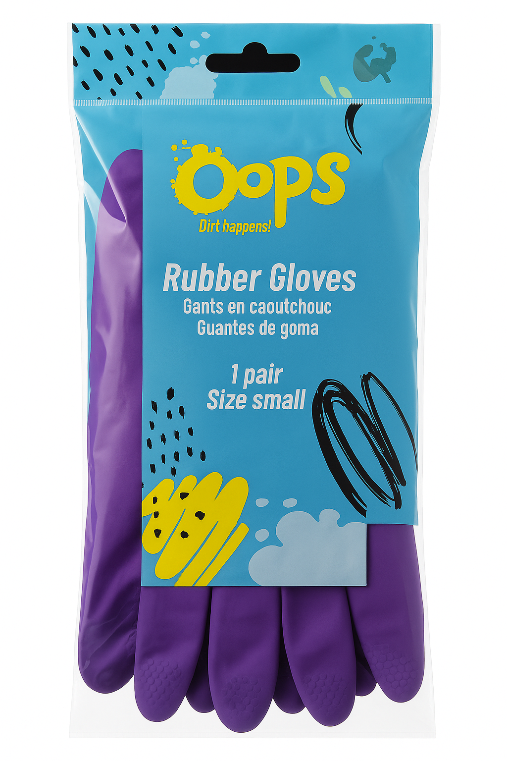 Oops Rubber Gloves – Purple Rubber Cleaning Gloves – Durable Household Gloves for Dishwashing, Cleaning & DIY - Small