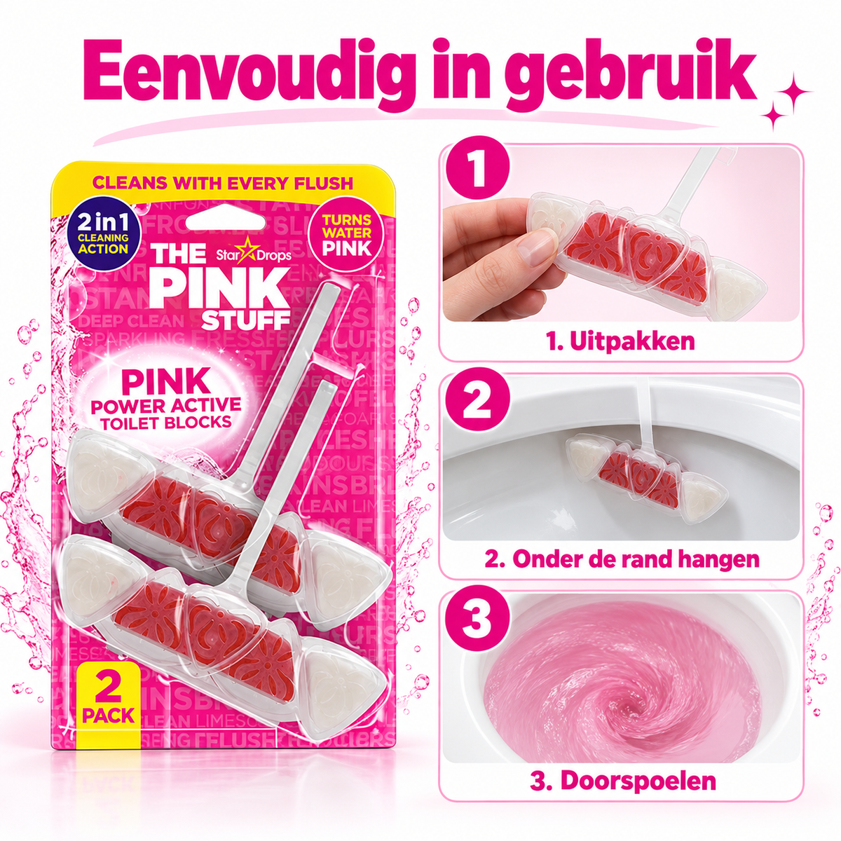 Bloc WC Power Active The Pink Stuff - lot de 2