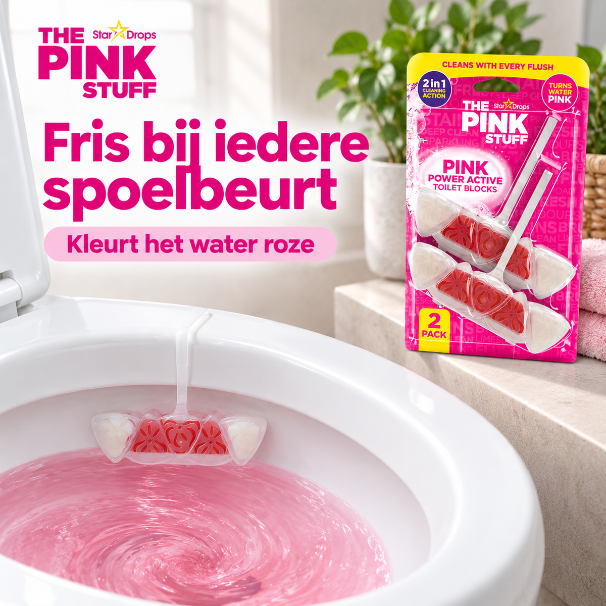 Bloc WC Power Active The Pink Stuff - lot de 2