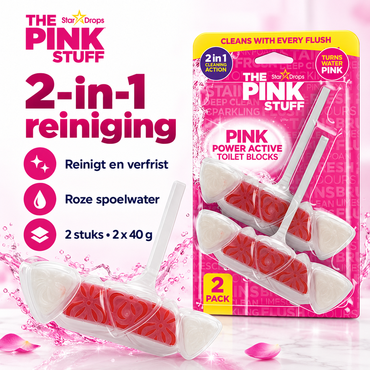 Bloc WC Power Active The Pink Stuff - lot de 2