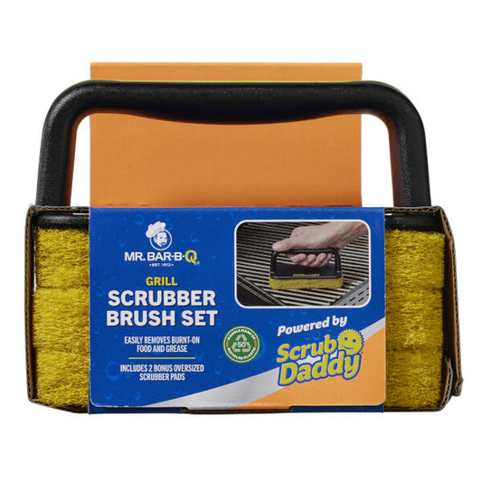 Scrub Daddy MR. BAR-B-Q Grill Scrubber Brush Set – Szczotka do grilla BBQ z 2 dodatkowymi padami do szorowania