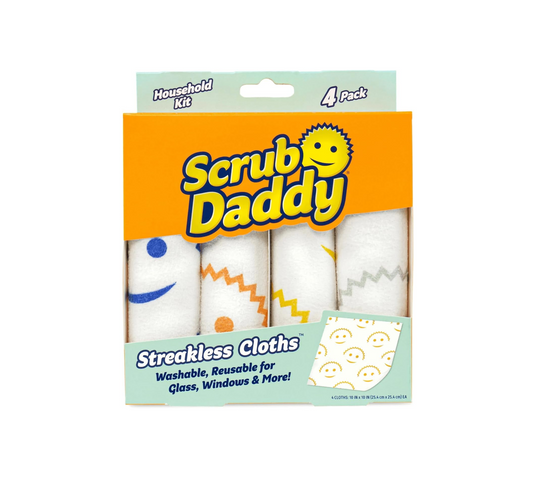 Scrub Daddy Krpe za čišćenje bez tragova – pakiranje od 4 | Višenamjenske i perive krpe za staklo, elektroniku, prozore i kućanske aparate