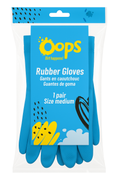Oops Guantes de goma – Guantes de limpieza de goma azules – Guantes domésticos cómodos y antideslizantes para fregar y limpiar – Size Medium