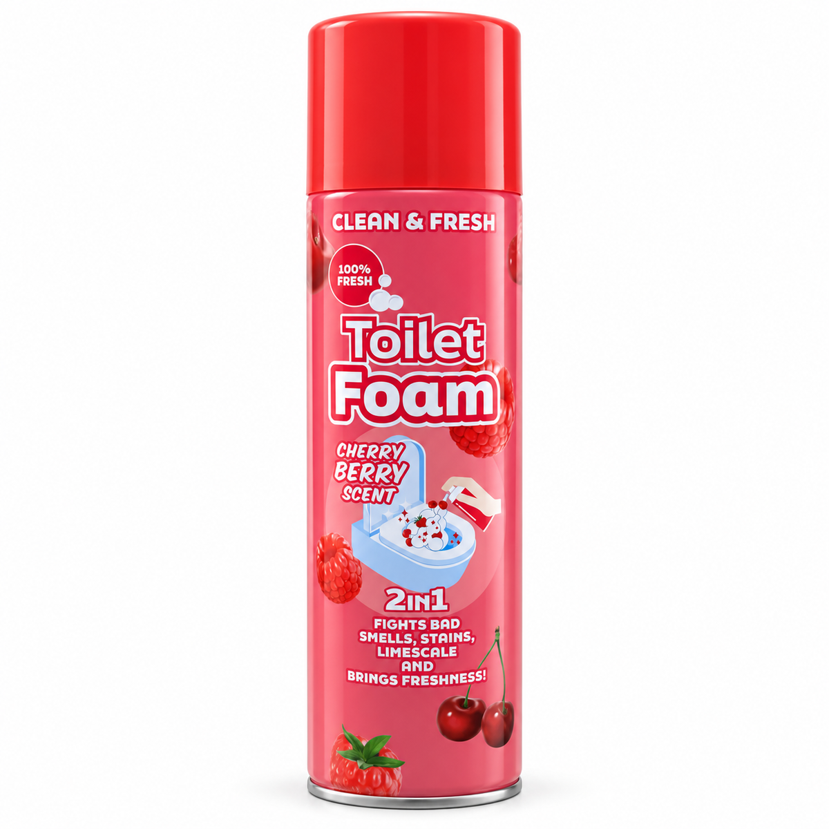 Clean & Fresh Mousse WC Cerise Baie 500ml – Nettoyant WC Mousse