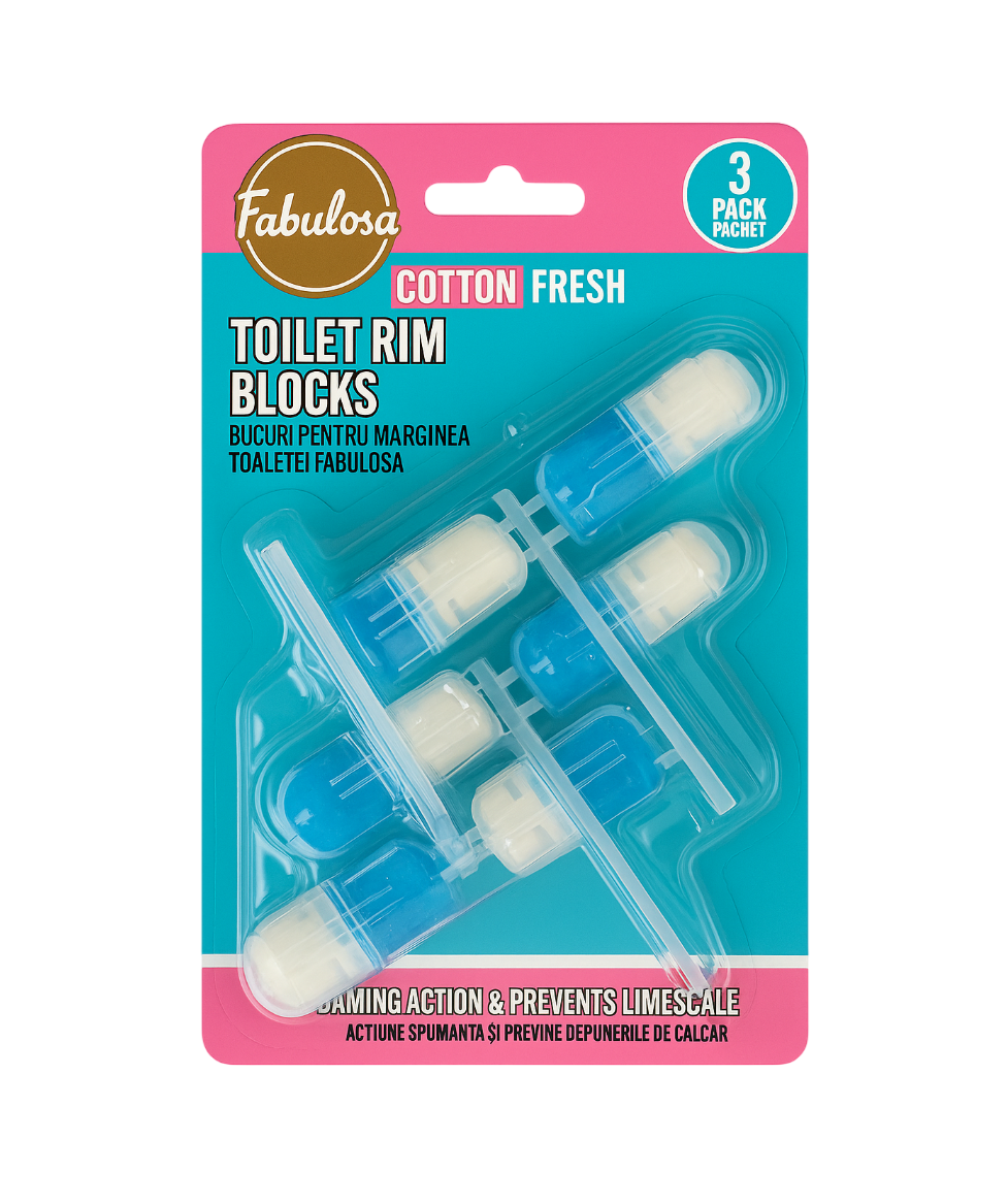 Fabulosa Toilettensteine ​​– 3 Stück – Cotton Fresh – Frischer Duft &amp; Schutz vor Kalk