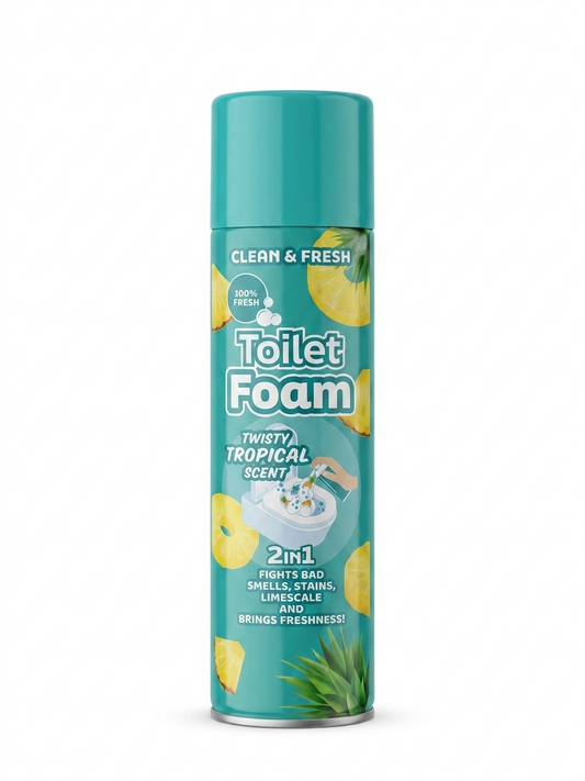 Clean & Fresh Schiuma per WC Twisty Profumo Tropicale – Schiuma Detergente per WC Spray – 2-in-1 contro Odori, Macchie e Calcare