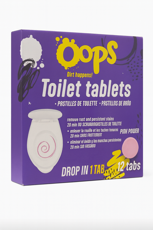 Oops таблетки за тоалетна – 12 броя – Срещу ръжда и упорити петна – Pink Power!