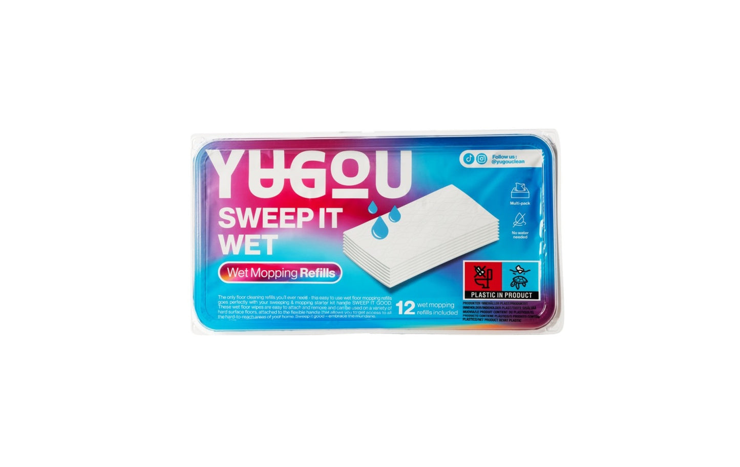 YUGOU Sweep It Wet – Floor Cleaning Refill Wipes – 12 Pieces